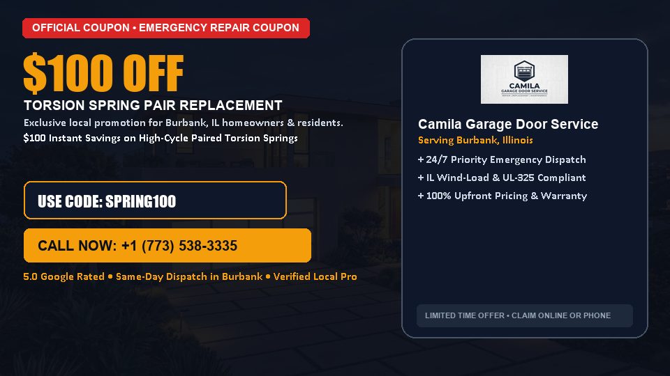 Camila Garage Door Service $100 OFF Dual Torsion Spring Replacement