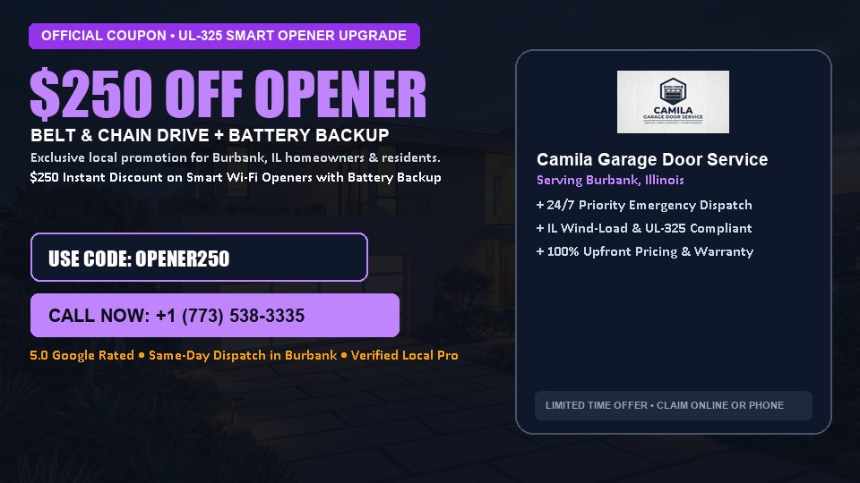 Camila Garage Door Service $250 OFF Premium LiftMaster Opener Installation in Burbank, IL